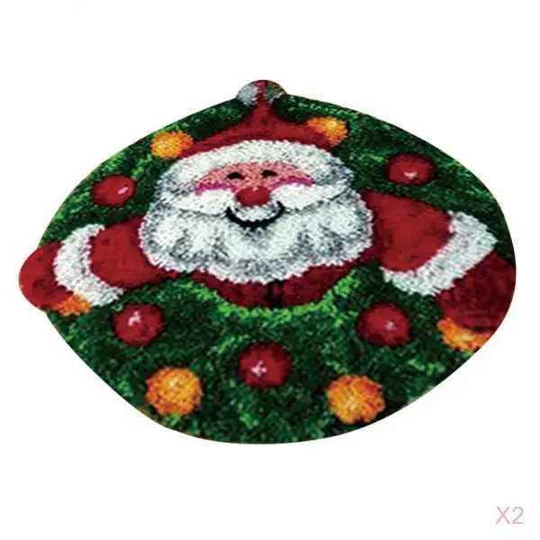 2 Set Santa Claus Latch Hook Kits for Adults Beginners DIY Carpet Cushion Embroidery Craft