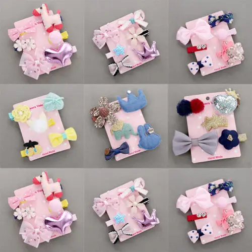 

2018 Hot 6Pcs Hairpin Baby Girl Hair Clip 2018 New Bow Flower Mini Barrettes Star Kids Infant Headwear Accessories