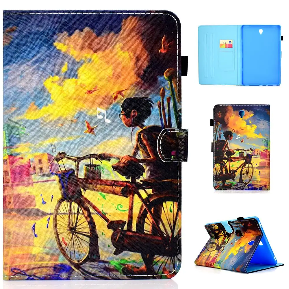 Модный чехол кошелек для планшетного ПК с рисунком и отделением карт Samsung Galaxy Tab S4