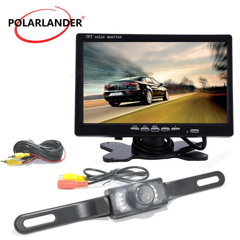 

HD 7 Inch LCD Display Night Vision Backup Reverse Camera Car Monitor DVD VCR With LED Lights Parking System TFT Color Screen