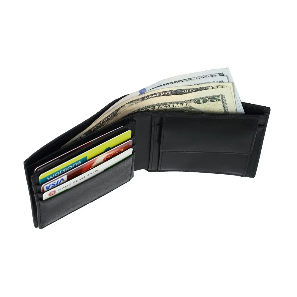 Mens Carbon Fiber Wallet Trifold Slim Leather Front Pocket RFID Blocking Wallets