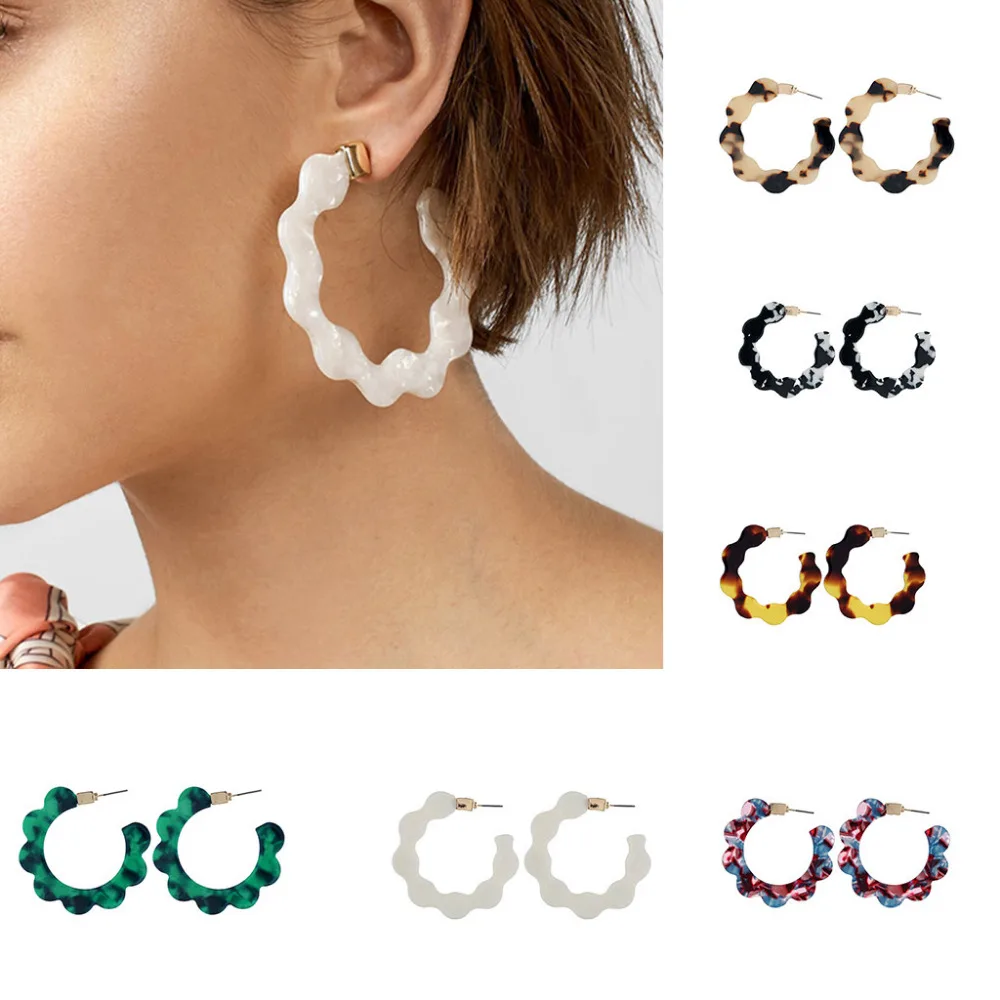 

Colorful Earrings Personality Creative Wave Flower Oorbellen Acetate Sheet Geometric Earrings Ladies Jewelry Pendientes Brincos