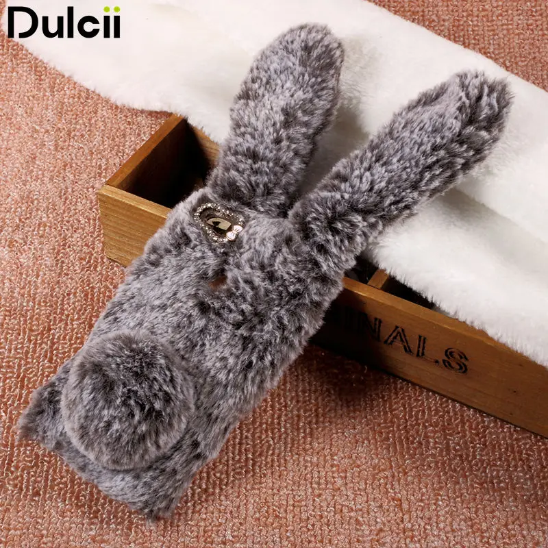 Dulcii Fundas for Huawei P8 Lite 2017 Cover Bunny Design Rhinestone Warm Fur Soft Case Honor 8 |