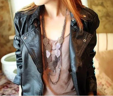 

Hot Selling New Arrival Free Shipping Silver Light Leaf Multi-Layer Long Necklace N55