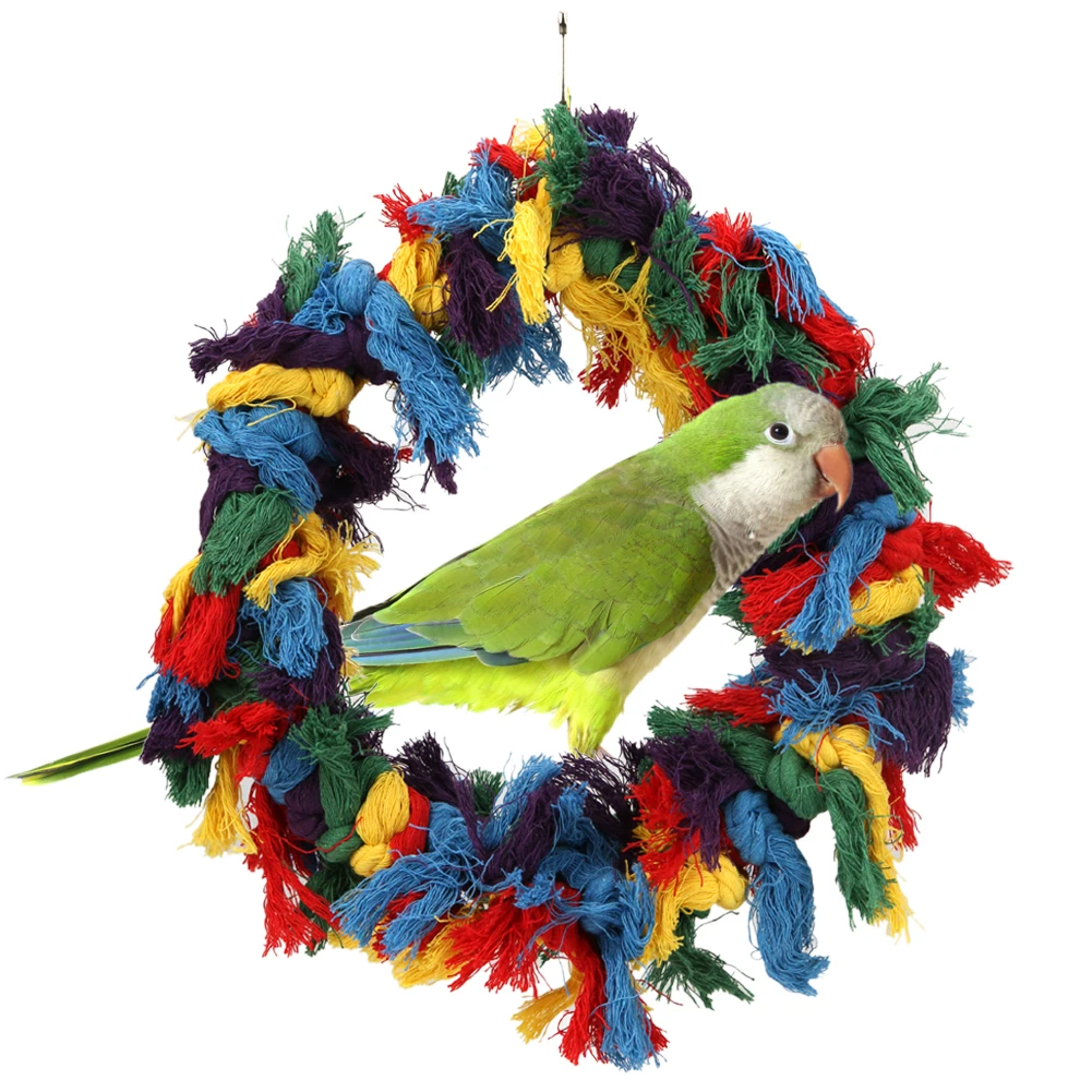 30 cm đầy màu sắc bông nhẫn dây thừng pet chim vẹt đu đồ chơi Treo Chew Toy Phi Màu Xám Parakeet Võng Cockatiel Lồng trang trí nội thất