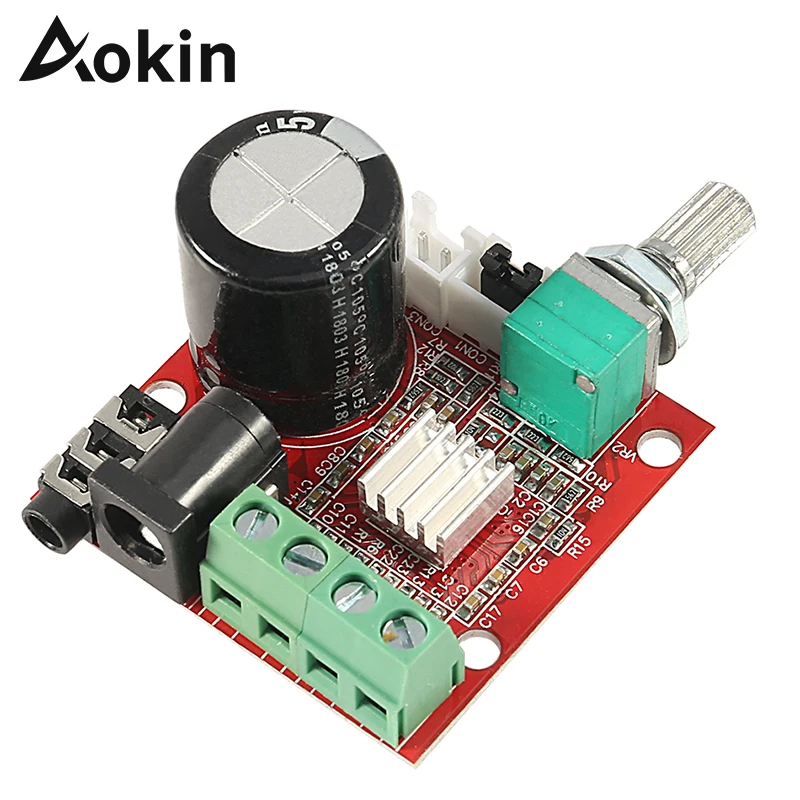 Aokin PAM8610 2x10w Mini Stereo Amplifier AMP Audio Digital Amplifier Board Module 10W+10W 2 Channel Amplifier Class D 12V DC