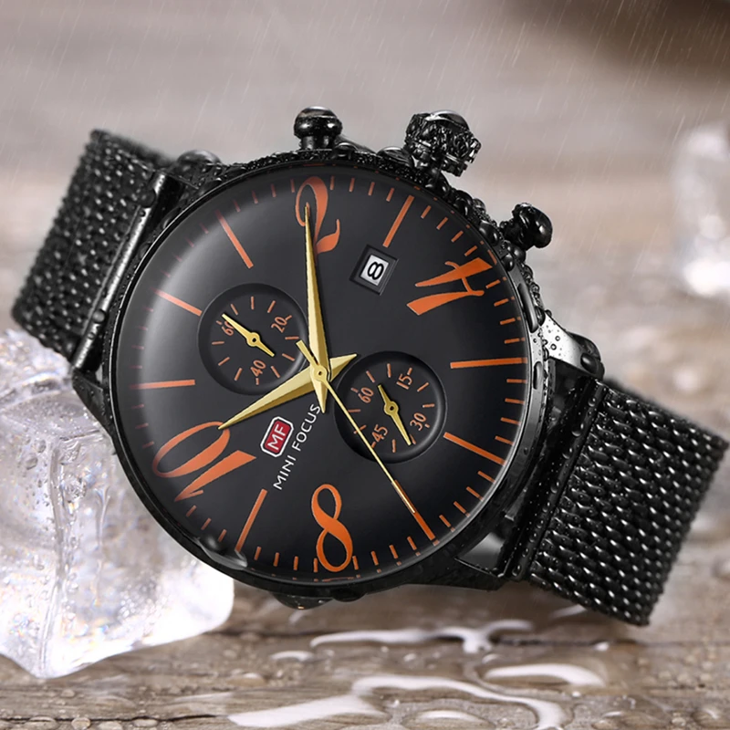 MINIFOCUS Fashion Sport Watch Men Waterproof Black Stainless Steel Men's Watches Analog Quartz Wristwatches Relogio Masculino MINIFOCUS Fashion Sport Watch Men Waterproof Black Stainless Steel Men's Watches Analog Quartz Wristwatches Relogio Masculino