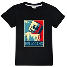 Modis dj marshmello Kids t shirts hoodie clothes Child Black New summer top Short Sleeve T-shirt for Girls Boys 100%cotton