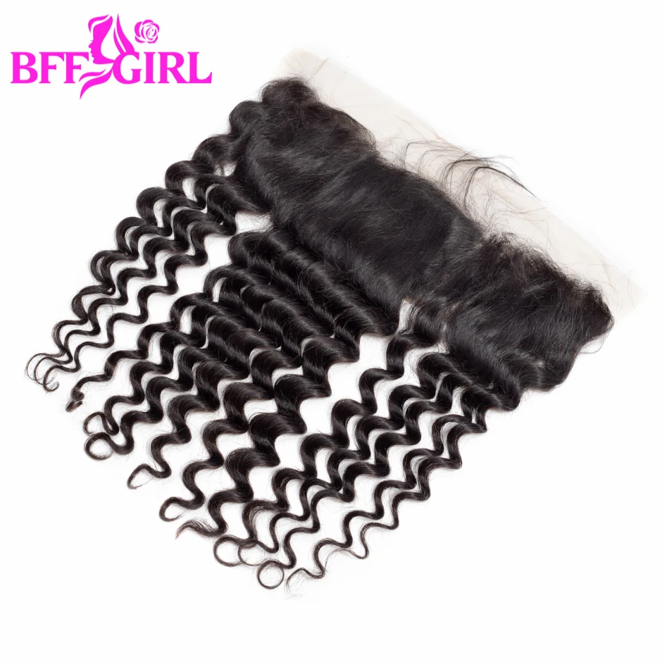 BFF GIRL Loose Deep Wave Frontal Ear to Ear 13*4 Lace Frontal Closure With Baby Hair Natural Color Remy Human Hair Frontal
