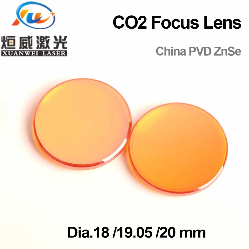 

China Co2 ZnSe Focus Lens Dia.18 19.05 20 mm FL38.1 50.8 63.5 101.6 127mm 1.5 - 4" for Laser Engraving Cutting Machine