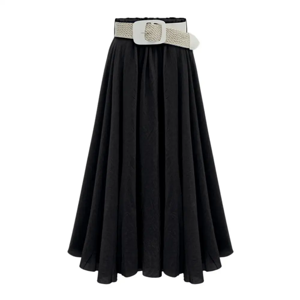 Большие размеры длинная юбка Женская высокая талия джинсовая юбка faldas летние юбки плиссированные повседневные винтажные нижние saia новые jupe femme CD - Цвет: Черный