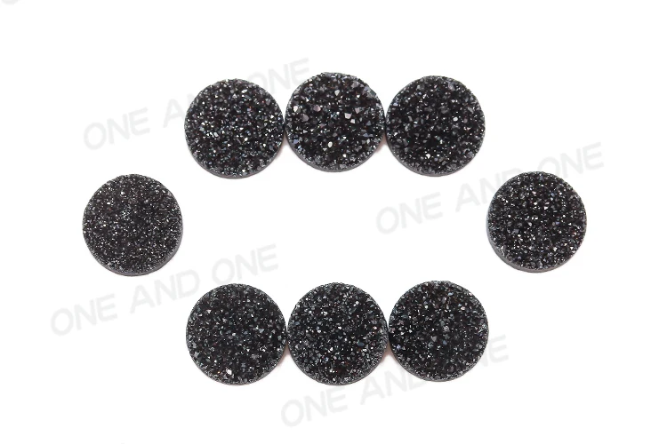 EYIKA бусины плоские круглые 4/6/8/10 мм натуральный друзовый кварц кабошоны Druzy, сделай сам, камень с 13 видов цветов для изготовления ювелирных изделий - Цвет: A07 black