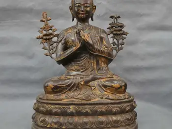 

18'' China Tibetan Buddhism Tsongkhapa Buddha Guru Monk Buddhist Bronze Statue