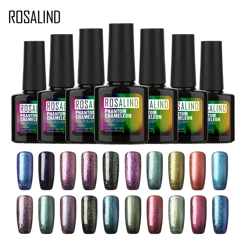 

ROSALIND Gel 1S 10ML Chameleon Salon B01-12 Gel Nail Polish Top Base Coat Needed Nail Art UV Chameleon Long-Lasting gel lacquer