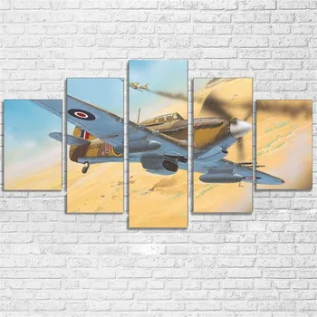 

Canvas Wall Art 5 Pieces White Clouds Aircraft Paintings Paintings Retro Military Aviation Airplane Fighter Home Wall Decor