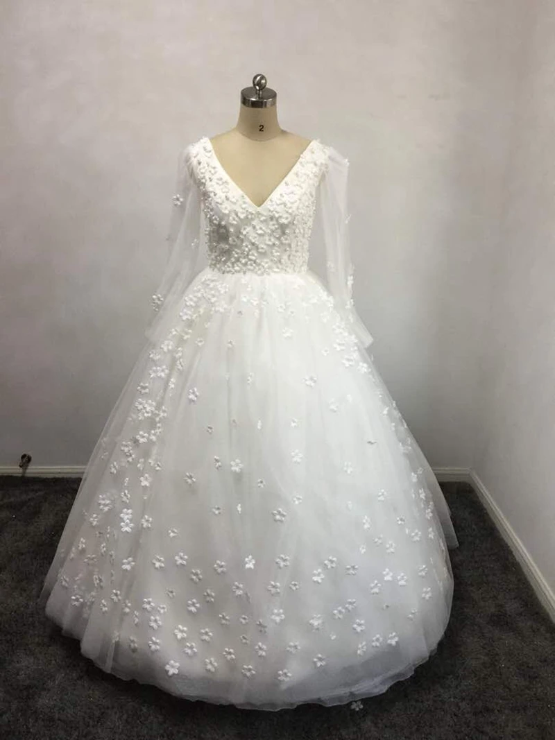 Новое поступление свадебные платья с длинным рукавом 2020 casamento v образный вырез
