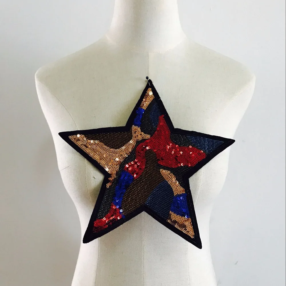 Set Of 3 Black Star Ron On Sew On Embrodered Patch Applqués Badge - Etsy - Foto 2