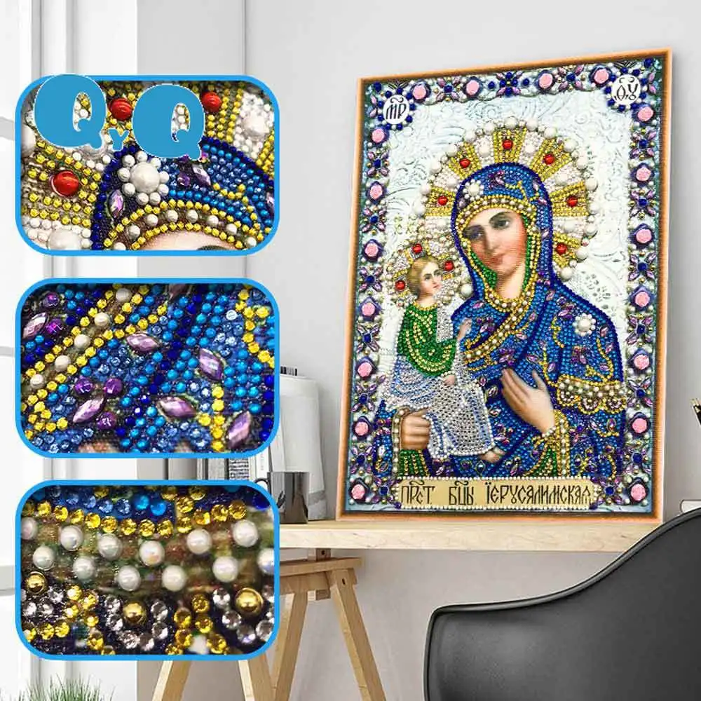 

5D DIY diamond Religious figures special shaped embroidery cross paint stitch mosaic gift christmas decoration