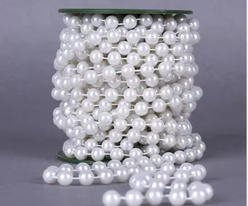 

1spool 10meter 10mm Beads Plated White/Clear/Silver/Gold Garland Chain Trim For Hair Stying Wedding Home Decoration Craft