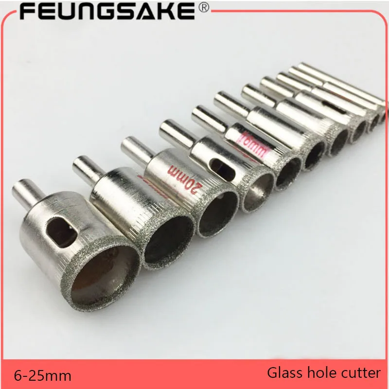 6 25mm Diamond Glass Cutter Coated Hole Saw Drill Bit Tool for Glass