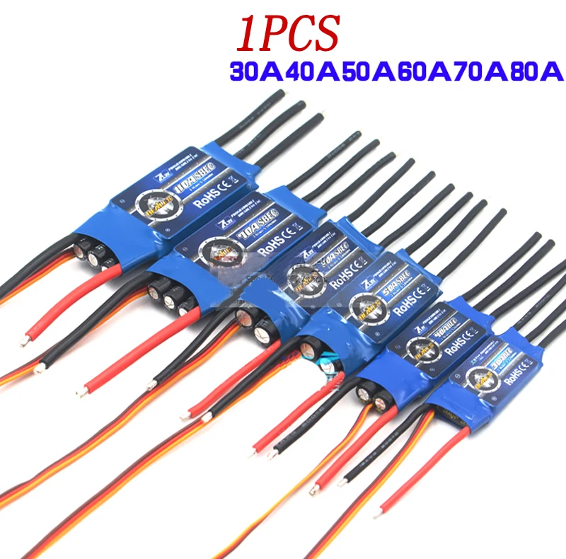 

1PCS ZTW 30A 40A 50A 60A 70A 80A ROV ESC with BEC 5V/2A 5.5V/5A 2-6S Lipo Parts for RC Micro Drone Fixed Wing Underwater Robot