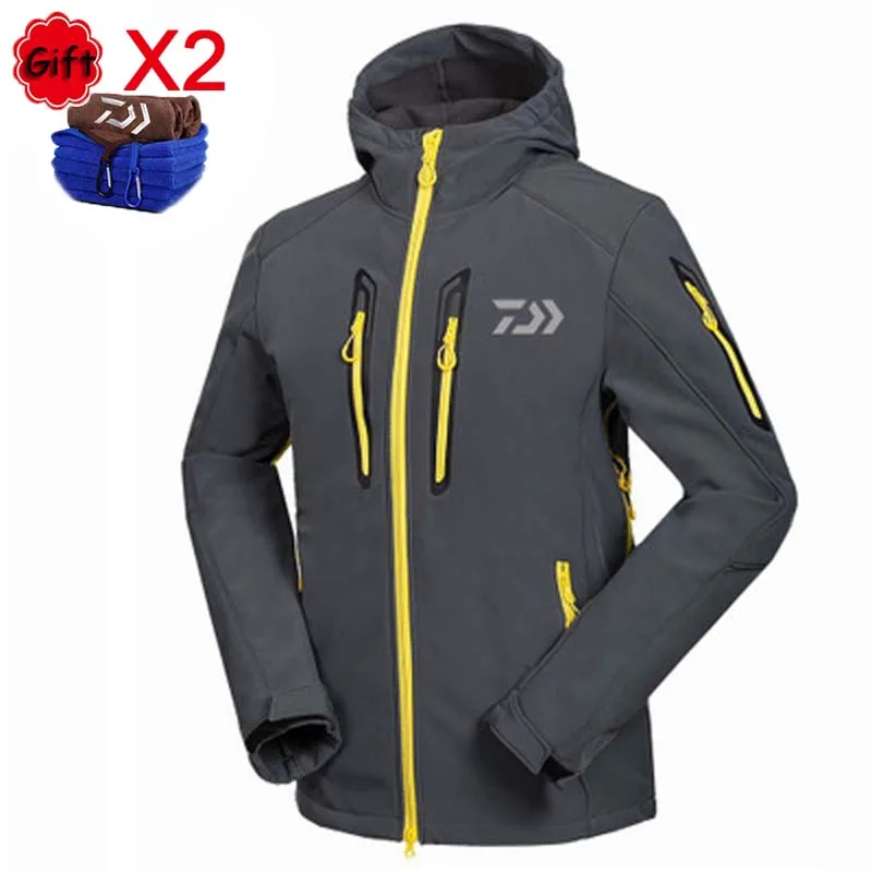 

Autumn Winter Fishing Clothing Fleece Warm Waterproof Hooded Fishing Jacket Hooded Long Sleeve Full Zipper Keep Warm Clothing
