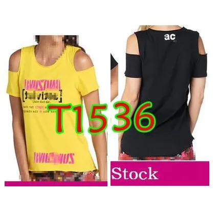 

ADIBO Womens Knitted cotton clothes zum fitness clothes tshirt tops fashion tshirt with shoulder hole T1536