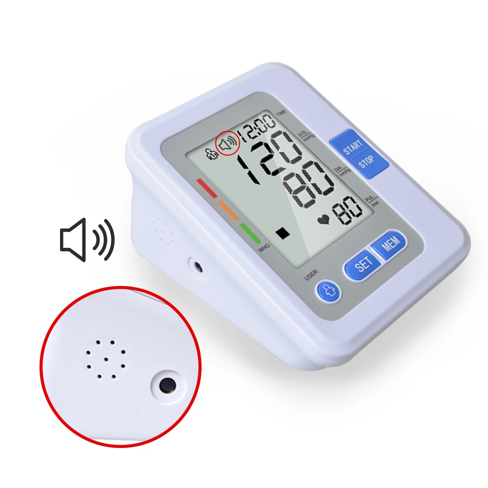 

NEW Digital LCD Blood Pressure Monitor Upper Arm Blood pressure meter with Voice Sphygmomanometer Portable Tonometer Tensiometro