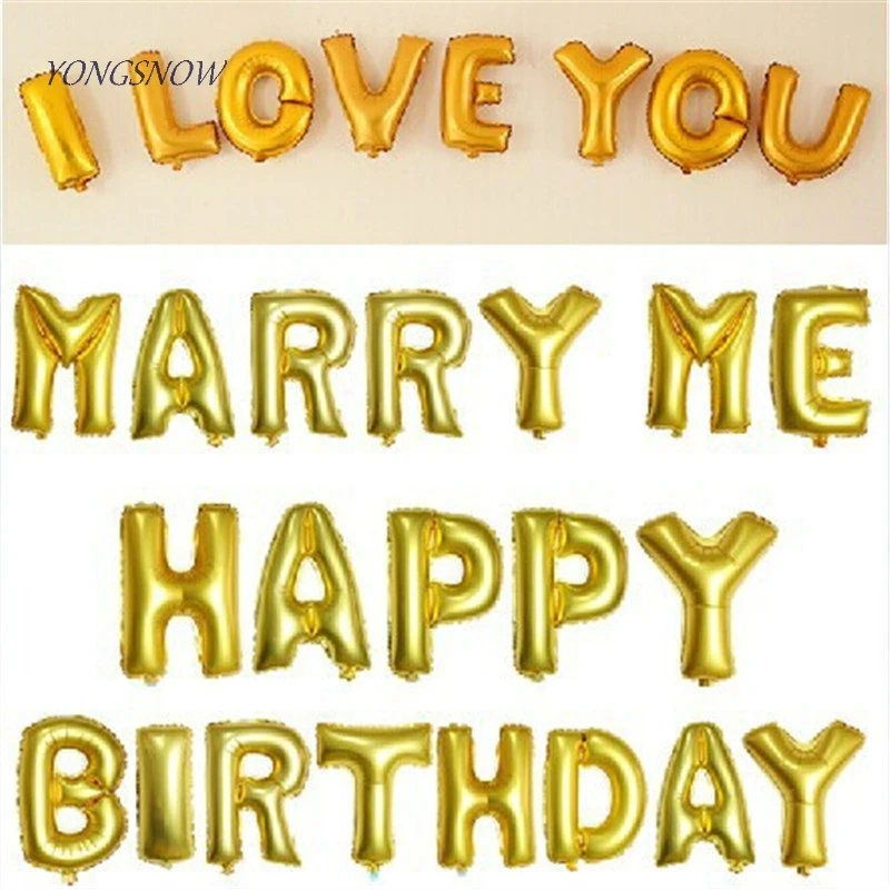 16-inch Cute Gold Letters or Number Wedding Foil Balloons Accessories Kids Baby Birthday Party Decoration Balloon Supplies