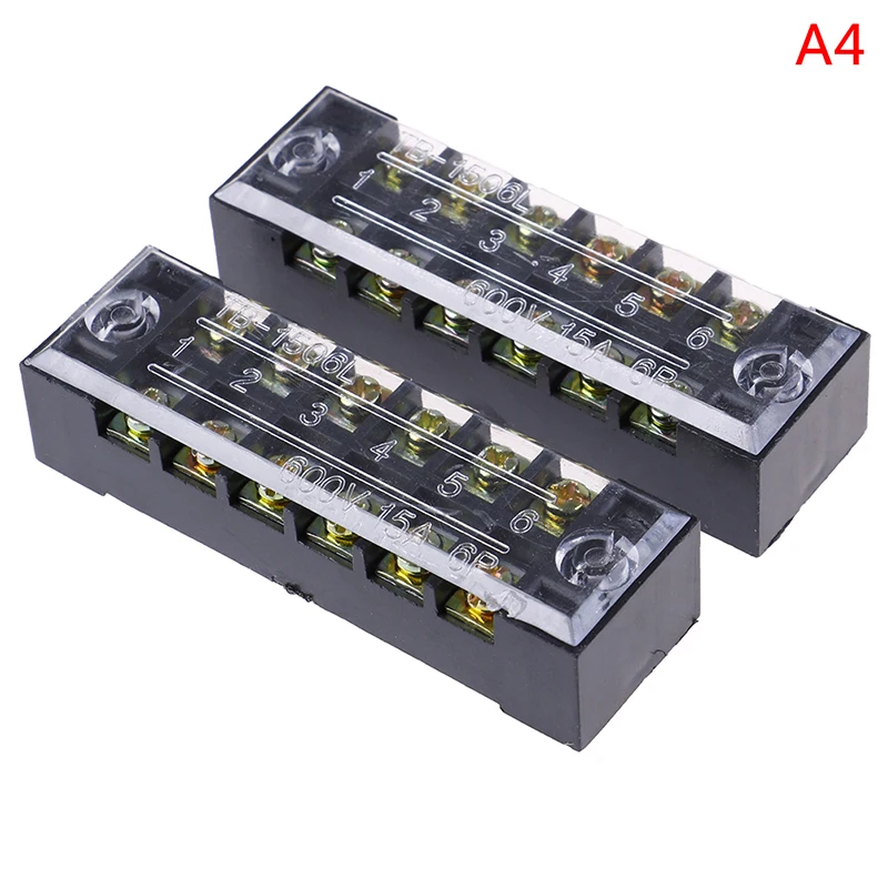 New 2Pcs Useful Dual Row Strip Screw Terminal Block 15A 600V Fixed Wiring Board Wire Connector Hot Sale - Цвет: A4