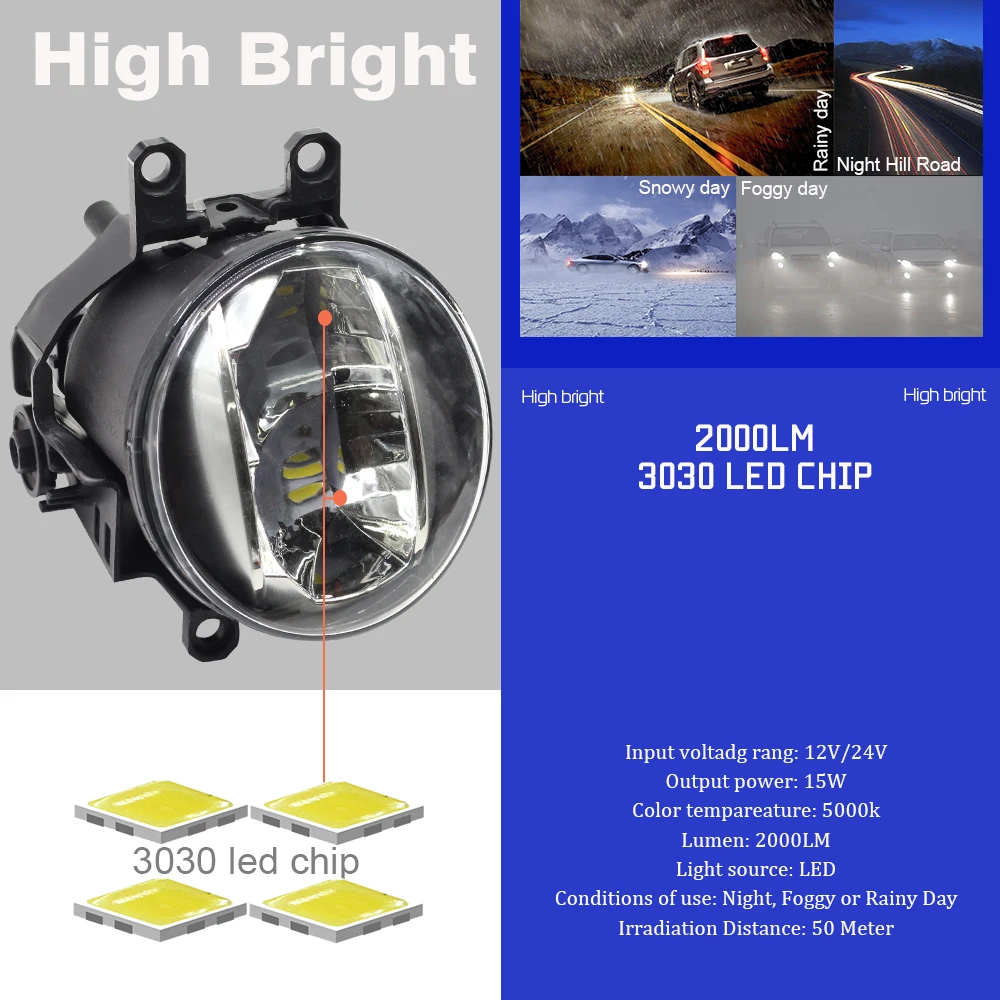  Cawanerl 2 X Car LED Fog Light 4000LM DRL White Right + Left H11 12V For Toyota Land Cruiser Prado  - 33005606830