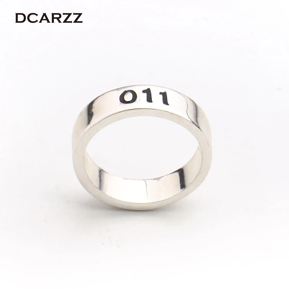 

Stranger Things Ring Silver Color Handstamped Eleven Ring with 011 Letter Ring Movie/TV Jewelry Drop Shipping