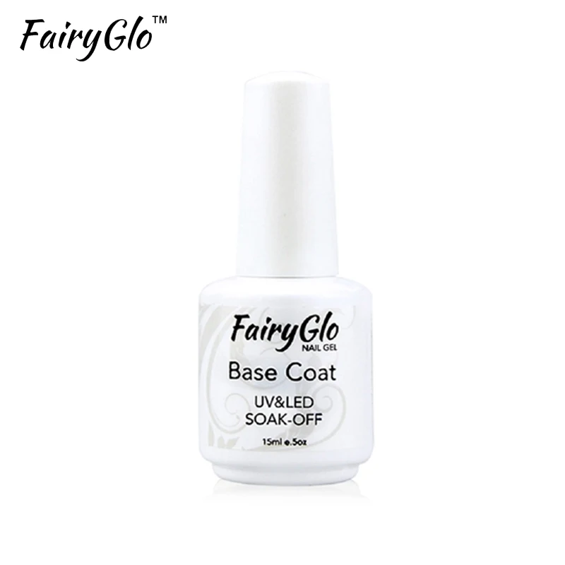 

FairyGlo 15ml Base Top Pimer Nail Gel Soak Off Semi Permanent UV LED Lamp Rubber Base Primer Gelpolish Stamping Enamel Ink Lucky