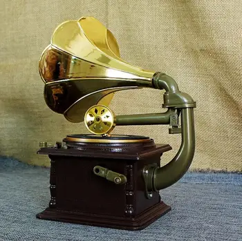 

classic vintage retro phonograph drawer music box kid's gift hand-made craft model for home coffee bar ornaments decoration