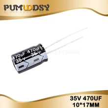 10 шт Высокое качество 35V470UF 10*17 мм 470 мкФ 35V 10*17 электролитический конденсатор с алюминиевой крышкой