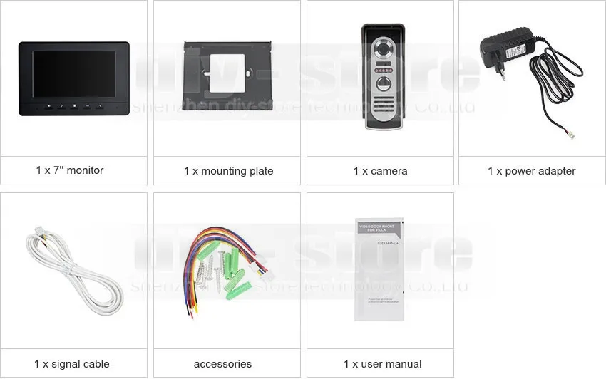 DIYSECUR 600TV линия 7 дюймов видеодомофон видео домофон ИК ночного видения наружная камера Черный 1v1