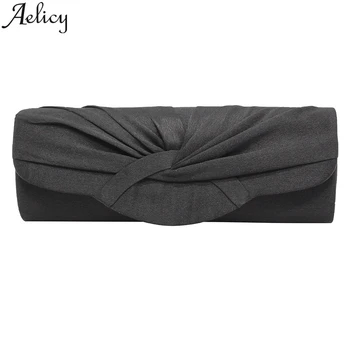 

Aelicy 2019 Fashion Women Pure Coloor Ribbons Bag Silk Cocktail Party Bag Chain Evening Bags Luxury Handbags Women Bags Designer