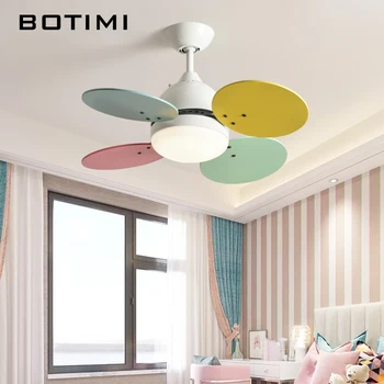

BOTIMI Kids Led Ceiling Fans With Light For Living Room 220V Ventilator Modern Ceiling Fan Lamp Hanging Lighting Fan Fixture