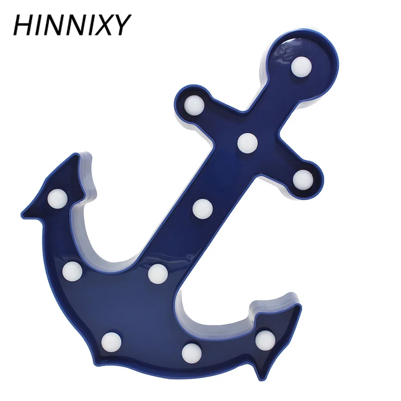 

Hinnixy LED Night Light Cool Anchor Shape Dark Blue Pirate Sailor Lamp Marquee Sign For Room Decoration Switch Cosplay Props