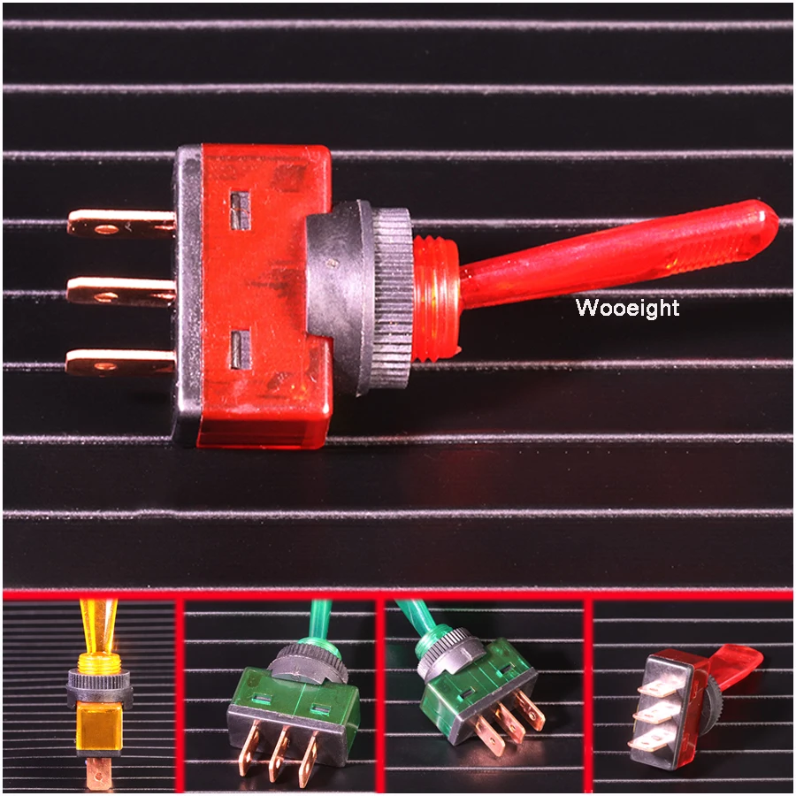 Wooeight Automotive Toggle Switch 2 Pin ON-OFF With Lamp 12V 20A ASW-13D LED Light Switch 4 Colors (3)