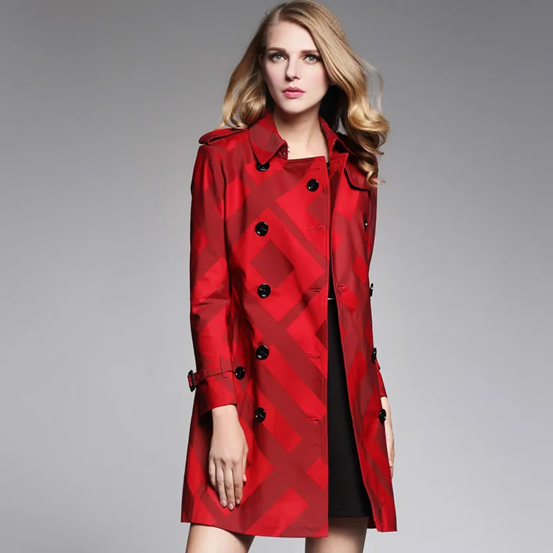 New Luxury trench Coat for Women classic plaid check brand design
