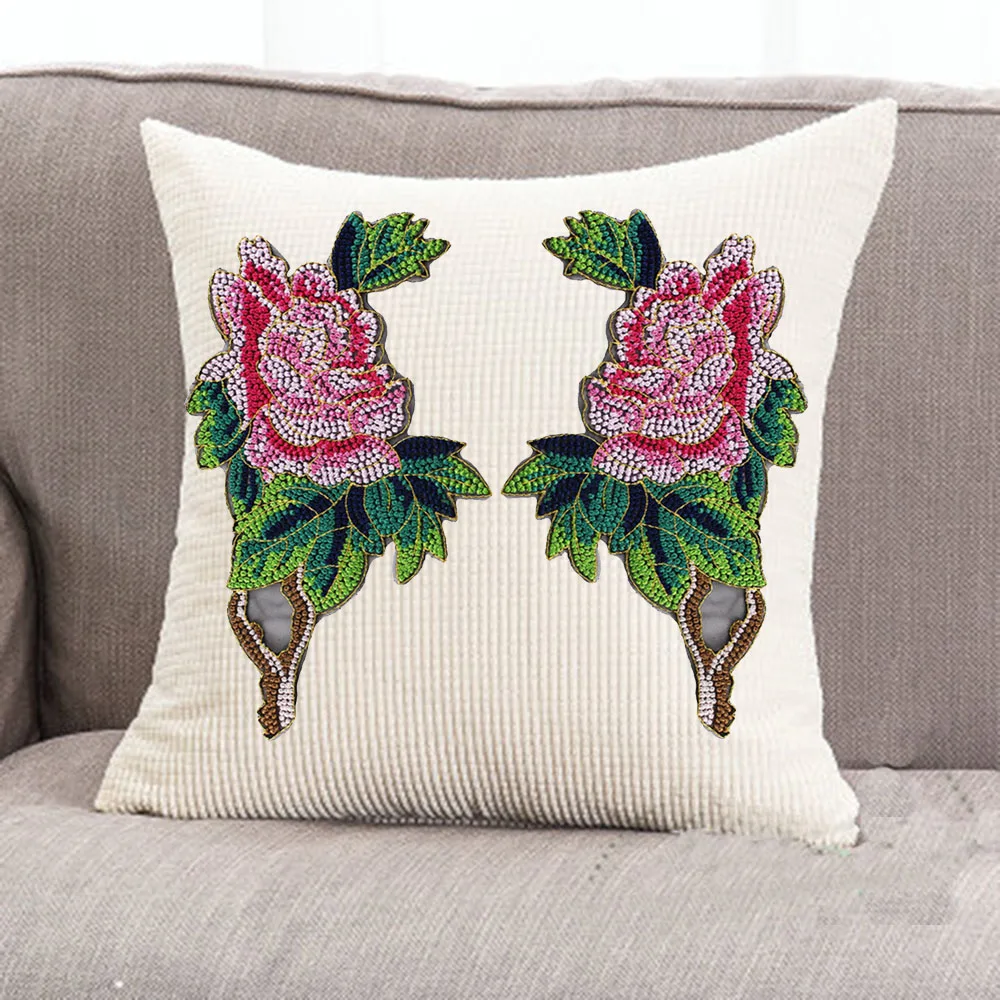 

1pair Exquiste Flower Cross Stitch Patches Applique Fabric Patches Sew on Repair Embroidery Sticker DIY Sewing Accessories TH604