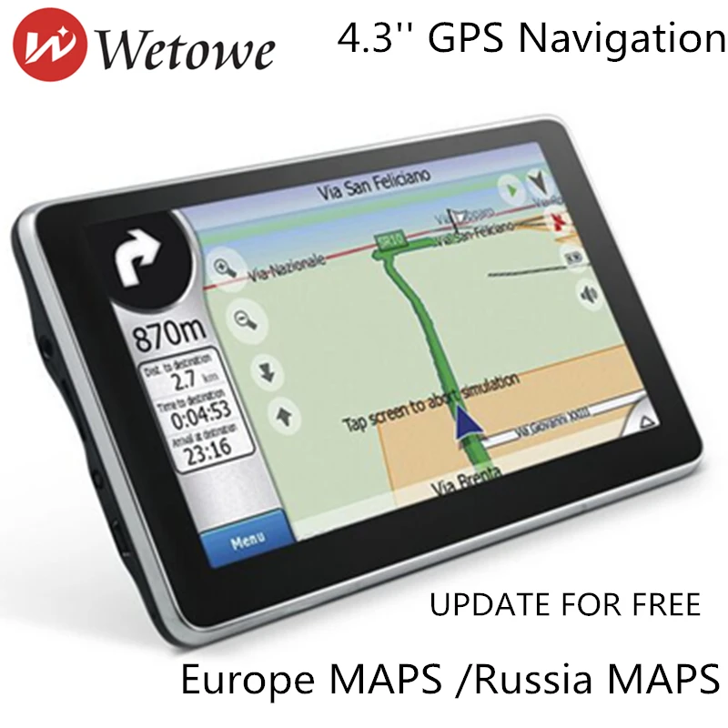 

Wetowe G4 4. 3 inch TFT-LCD Touch Screen Car GPS Navigation The Latest map for Europe and Russia WITH FM| Multimedia Player