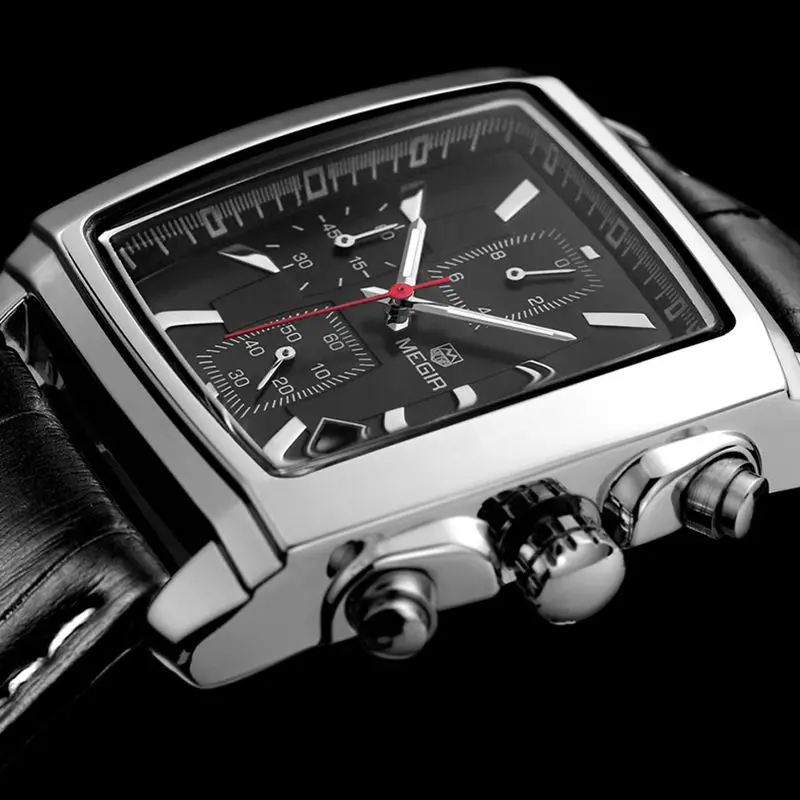 Prix pour Nouveau MEGIR Splendide Marque Montre Rectangle Auto Date Chronographe En Cuir Hommes Bracelet À Quartz Montres Sport Quartz Armée Horloge Mâle Prix pour Nouveau MEGIR Splendide Marque Montre Rectangle Auto Date Chronographe En Cuir Hommes Bracelet À Quartz Montres Sport Quartz Armée Horloge Mâle