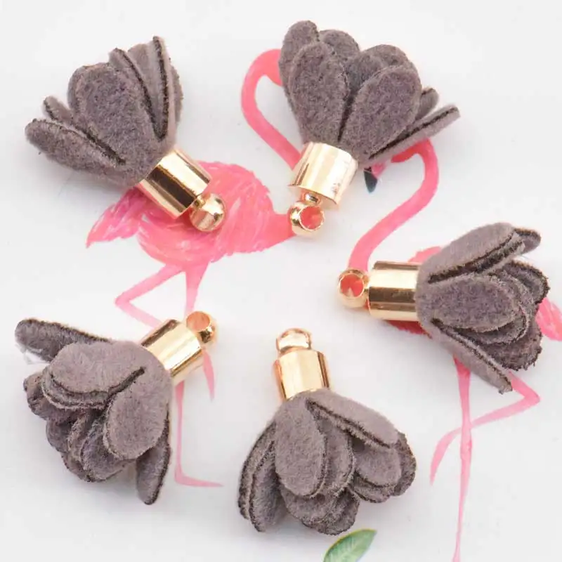 High Quality Gold Flower South Korea velvet Tassel Accessories For Diy Cellphone Straps backpacks Jewelry 2018 (10pcs/lot}