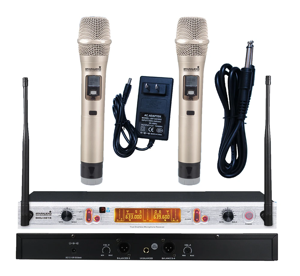 

STARAUDIO 2 Channel Church Wireless UHF Handheld IR Microphone 2CH Karaoke DJ KTV Disco Stage Party LCD IR Mic System SMU-0215A