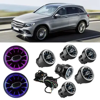 

Air Freshener 6pcs Air Vent LED Ambient Light Turbine Outlets Lamp 64 Color Fit for Mercedes-Benz E-Class car diffuser