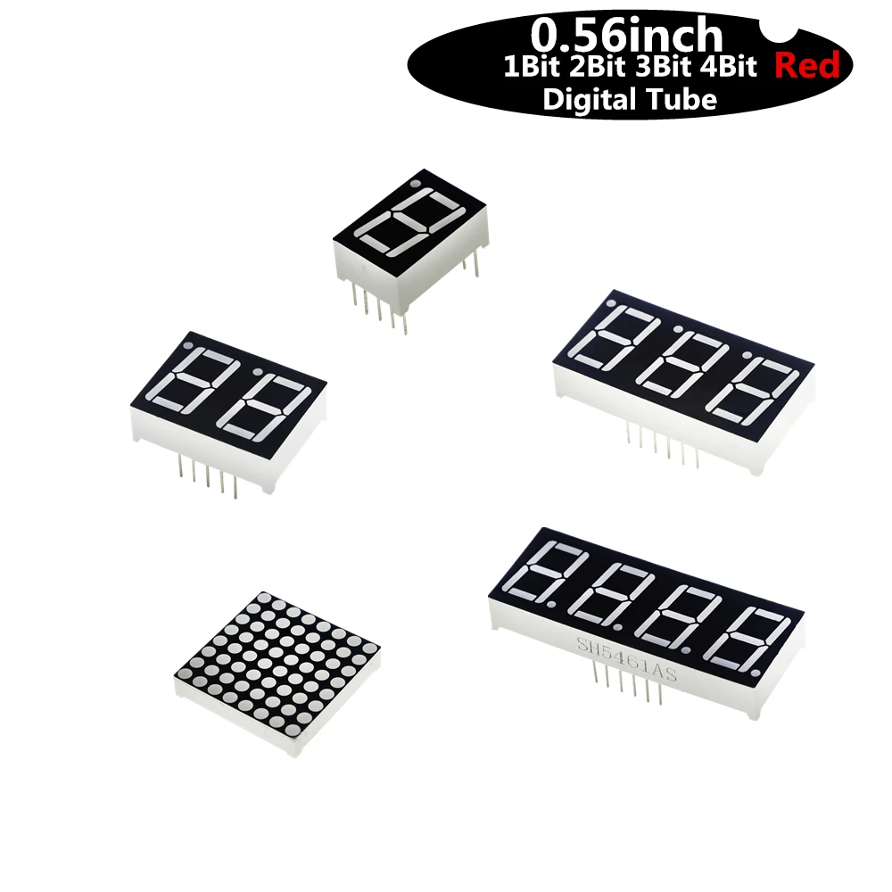 

0.56 inches 7 Segment 1 /2 /3 /4 Digital LED Display Super Red Common Cathode 8 x 8 Led Lattice Bright Red