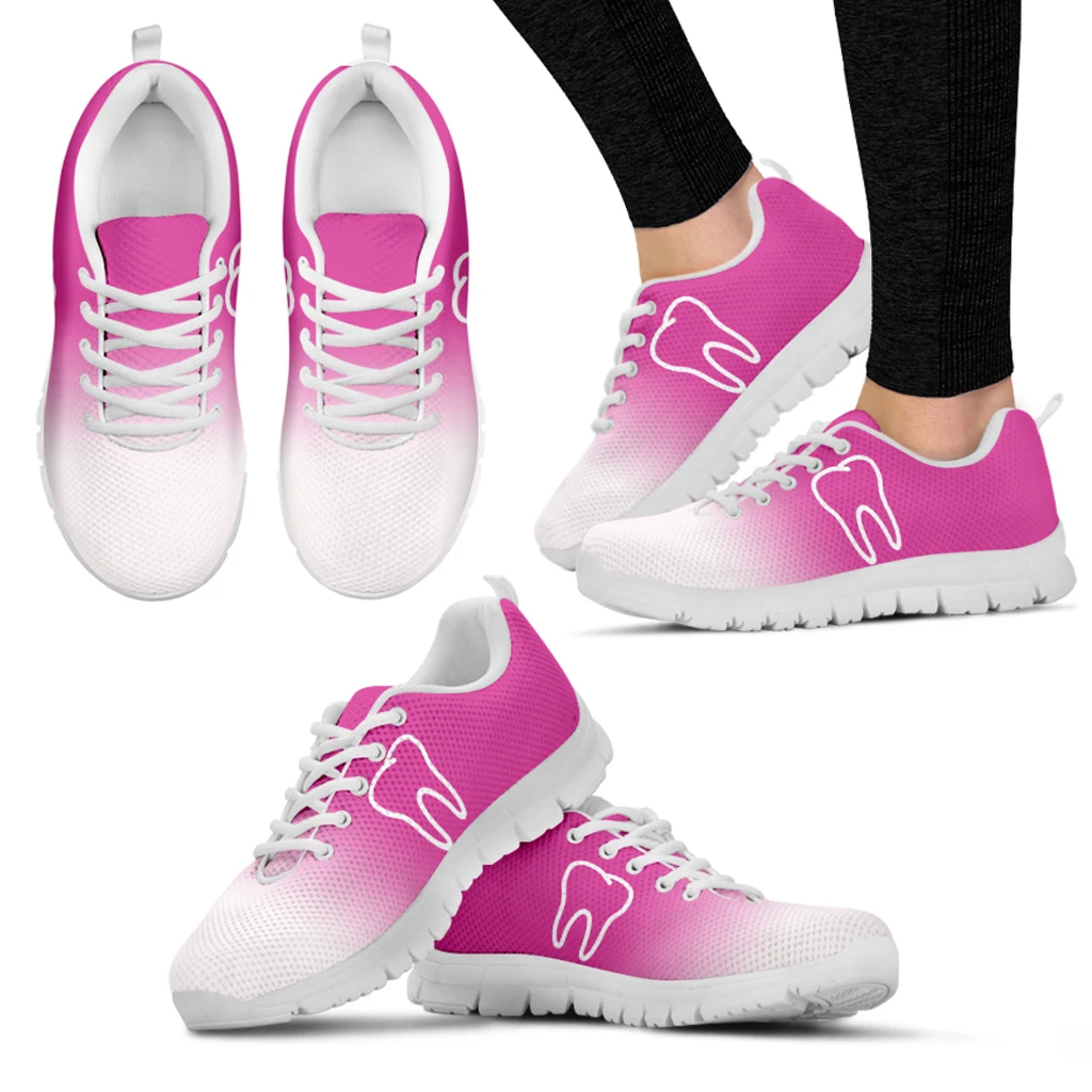 FORUDESIGNS/розовые белые зубные/стоматологические туфли женские весенне-осенние дышащие повседневные кроссовки на шнуровке