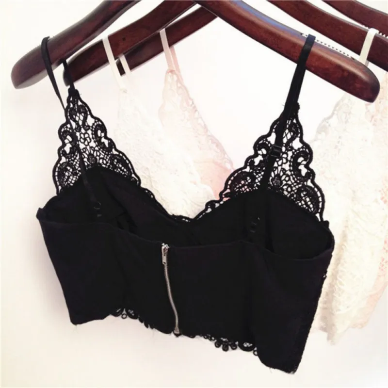 Sexy Women V-neck Lace Floral Unpadded Bralette Bralet Bra Bustier Crop Top Hollow Tube Top P2